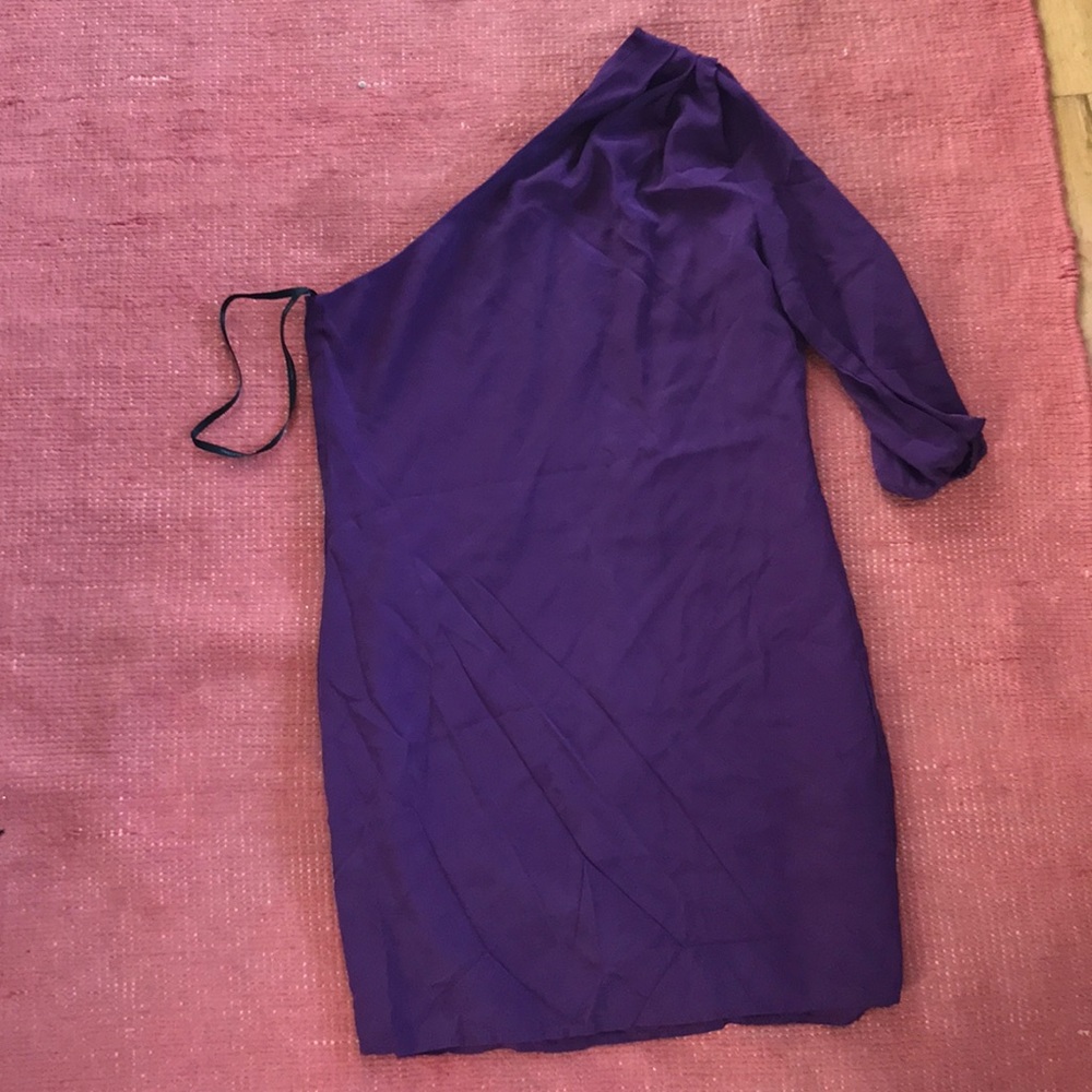Purple silk Cynthia Vincent One shoulder dress